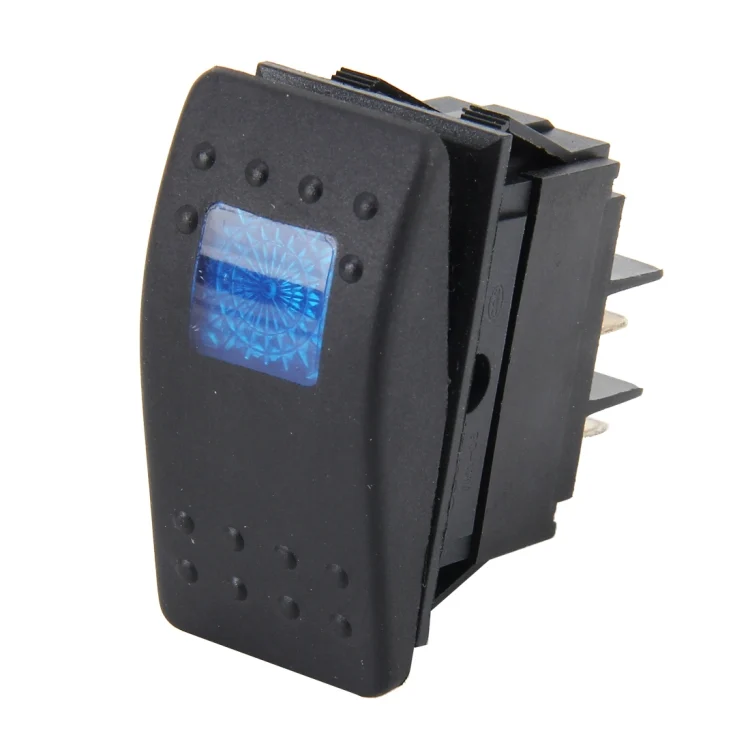 CMS3401.webp Car Truck Boat Switch Toggle Light Switch 4pin Waterproof 12/24V Bar Style Blue Toggle Reverse Rocker Rear Light Switch Car Auto Universal DIY 4 Pin Boat Cap OFF-ON Push Button with Indicator Light - Image 1