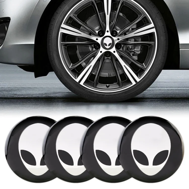 4 PCS Car-Styling Alien Pattern Metal Wheel Hub Decorative Sticker, Diameter: 5.8cm