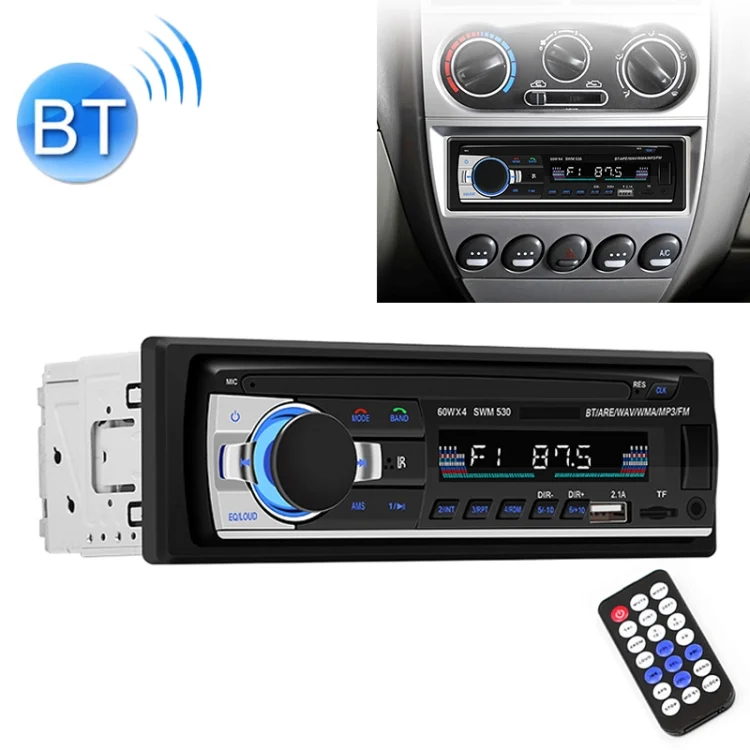 CMS3683.webp SWM-530 12V Universal Car Dual USB Charger Radio Receiver MP3 Player, Support FM & Bluetooth with Remote Control - Image 1