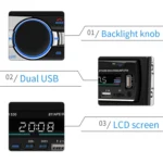 SWM-530 12V Universal Car Dual USB Charger Radio Receiver MP3 Player, Support FM & Bluetooth with Remote Control - Image 4