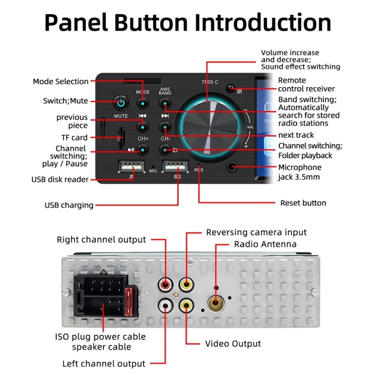 CMS3706_5.webp SWM-7805C 4.1 inch Touch Screen Universal Car Radio Receiver MP5 Player, Support FM & Bluetooth & TF Card with Remote Control - Image 6