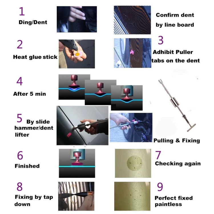 CMS4237B_6.webp Auto Repair Body Tool Kit PDR Dent Paintless Repair Tools Dent Puller Slide Hammer Reverse Hammer Aluminum Suction Cups for Dent - Image 7