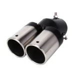 Universal Car Styling Stainless Steel Curved Double Outlets Exhaust Tail Muffler Tip Pipe - Image 2