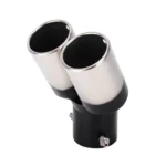 Universal Car Styling Stainless Steel Curved Double Outlets Exhaust Tail Muffler Tip Pipe - Image 3