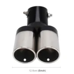 Universal Car Styling Stainless Steel Curved Double Outlets Exhaust Tail Muffler Tip Pipe - Image 4