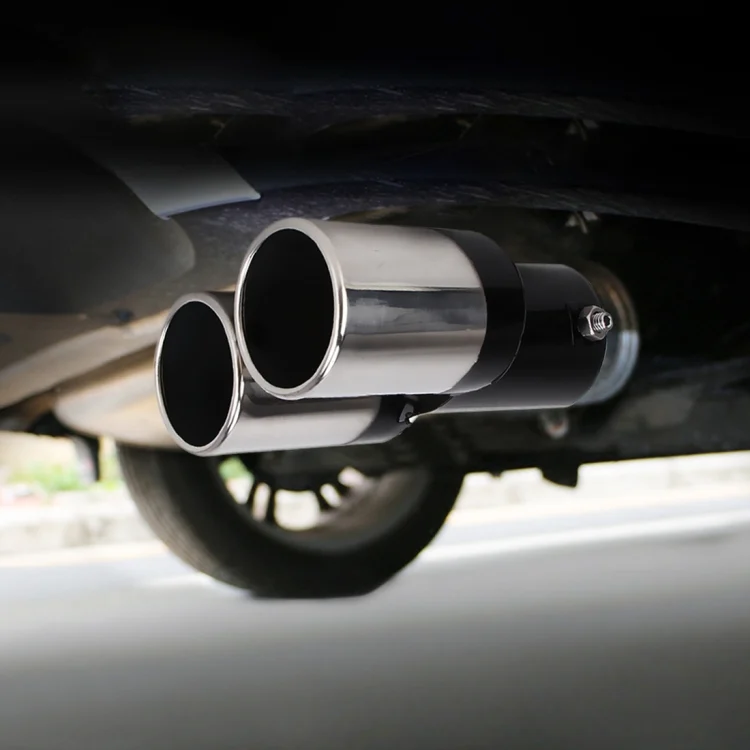 CMS4489B.webp Universal Car Styling Stainless Steel Straight Double Outlets Exhaust Tail Muffler Tip Pipe - Image 1