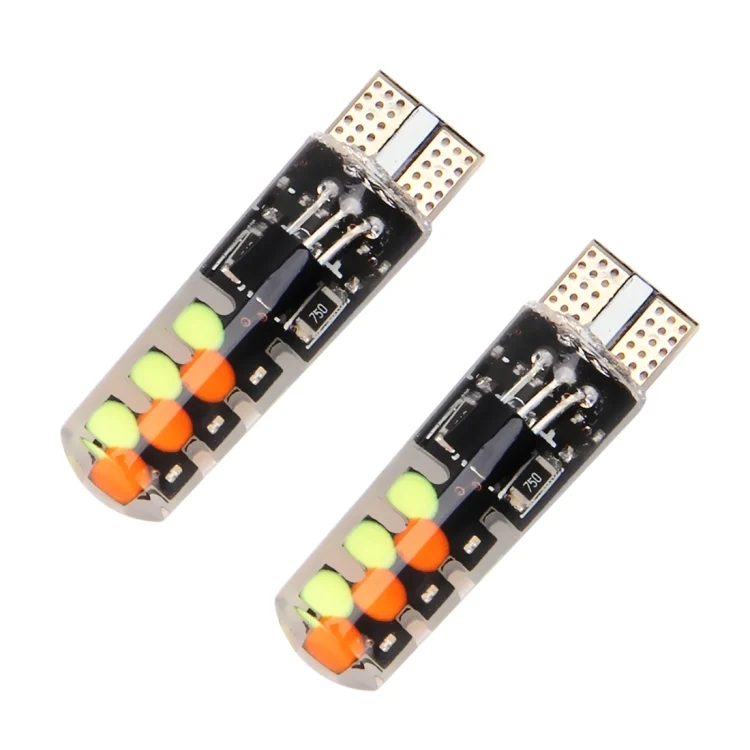 CMS4506_1.webp 2 PCS W5W 194 T10 Multi Colors COB 12 SMD RGB LED Bulbs with Remote Control Wedge Side Lights License Plate Lamp, DC 12V - Image 2