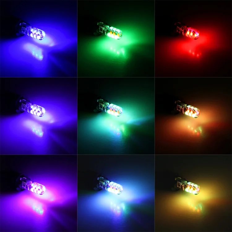 CMS4506_9.webp 2 PCS W5W 194 T10 Multi Colors COB 12 SMD RGB LED Bulbs with Remote Control Wedge Side Lights License Plate Lamp, DC 12V - Image 10