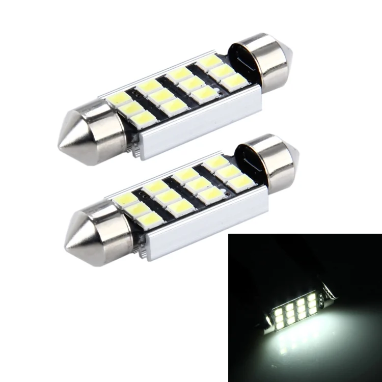CMS5062WL.webp 2 PCS 3.5W 250 LM 6000K 39MM 12 SMD-2835 LEDs Bicuspid Port Decoding Car Dome Lamp LED Reading Light, DC 12V - Image 1