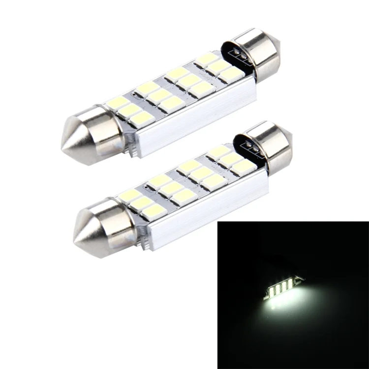 CMS5063WL.webp 2 PCS 3.5W 250 LM 6000K 41MM 12 SMD-2835 LEDs Bicuspid Port Decoding Car Dome Lamp LED Reading Light, DC 12V - Image 1