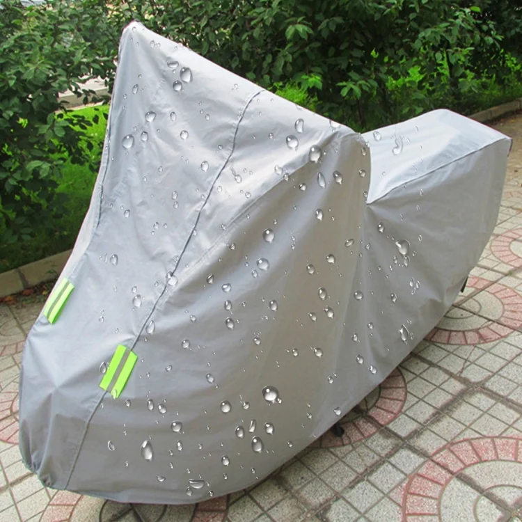 CMS51213.webp Outdoor Universal Anti-Dust Sunproof Waterproof Motorcycle Aluminum Film Flocking Cover with Warning Strips, Fits Bike up to 2.3m(90 Inches) In Length, XXL Size: 232x100x125cm - Image 1