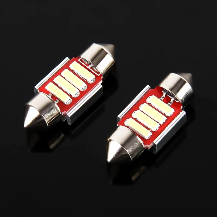 CMS5175WL_1.webp 2 PCS 2W 100 LM 6000K 31MM 4 SMD-7020 LEDs Bicuspid Port Decoding Car Dome Lamp LED Reading Light, DC 12V - Image 2