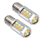 2 PCS 1157/BAY15D 6W 22 SMD-5730-LEDs White + Yellow Light Brake Light Turn Light, DC 12V - Image 2