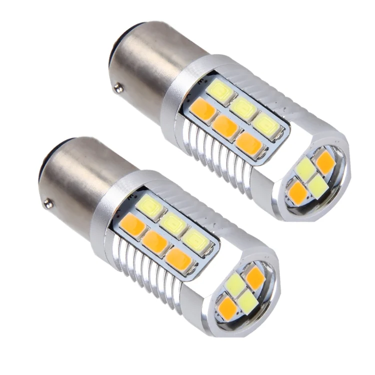 CMS5261_1.webp 2 PCS 1157/BAY15D 6W 22 SMD-5730-LEDs White + Yellow Light Brake Light Turn Light, DC 12V - Image 2