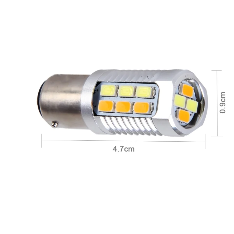 CMS5261_2.webp 2 PCS 1157/BAY15D 6W 22 SMD-5730-LEDs White + Yellow Light Brake Light Turn Light, DC 12V - Image 3