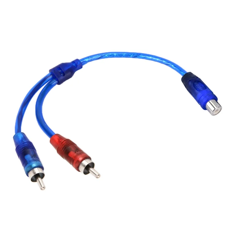 CMS5558.webp Car AV Audio Video 1 Female to 2 Male Aluminum Extension Cable Wiring Harness, Cable Length: 26cm - Image 1