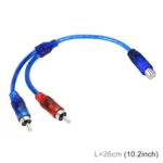 Car AV Audio Video 1 Female to 2 Male Aluminum Extension Cable Wiring Harness, Cable Length: 26cm - Image 2
