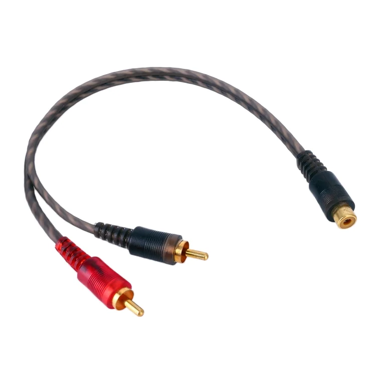 CMS5561.webp Car AV Audio Video 1 Female to 2 Male Copper Extension Cable Wiring Harness, Cable Length: 26cm - Image 1