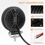 2 PCS 4 inch 15W Spot / Flood Light White Light Round-Shaped Waterproof Car SUV Work Lights Spotlight LED Bulbs, DC 9-30V - Image 4