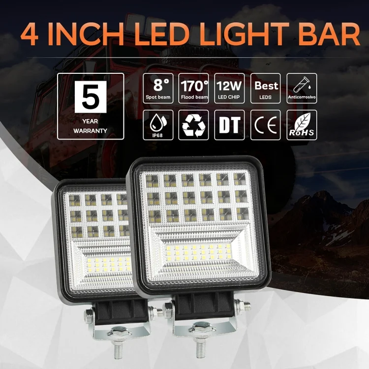 CMS5765_10.webp 2 PCS 4 inch 20W Spot / Flood Light White Light Square-Shaped Waterproof Car SUV Work Lights Spotlight LED Bulbs, DC 9-30V - Image 11