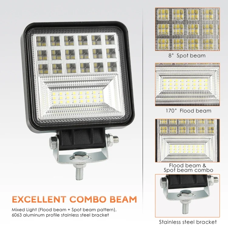 CMS5765_5.webp 2 PCS 4 inch 20W Spot / Flood Light White Light Square-Shaped Waterproof Car SUV Work Lights Spotlight LED Bulbs, DC 9-30V - Image 6