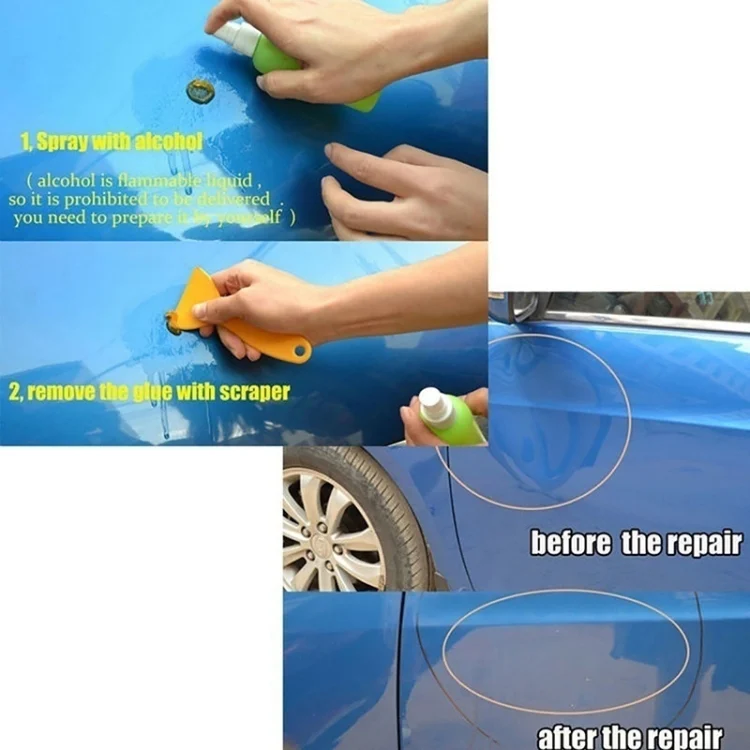 CMS5864_11.webp 32 in 1 Auto Car Metal PDR Dent Lifter-Glue Puller Tab Hail Removal Paintless Car Dent Repair Tools Kit, with 20W Glue Gun, US Plug or EU Plug - Image 12