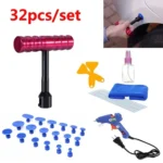 32 in 1 Auto Car Metal PDR Dent Lifter-Glue Puller Tab Hail Removal Paintless Car Dent Repair Tools Kit, with 20W Glue Gun, US Plug or EU Plug - Image 9