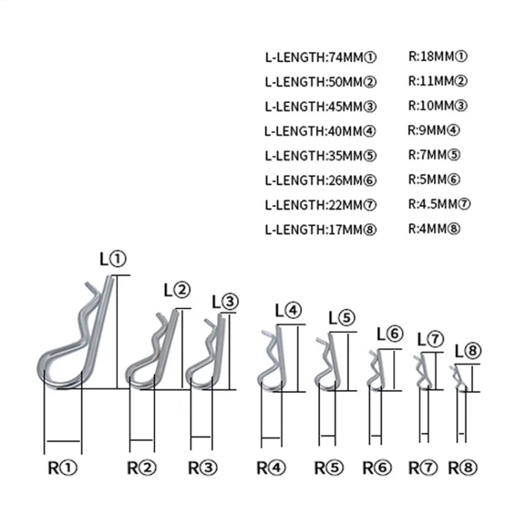CMS6042_5.webp 100 PCS Heavy Duty Zinc Plated Cotter R Tractor Clip Pin for Car / Boat / Garages - Image 6