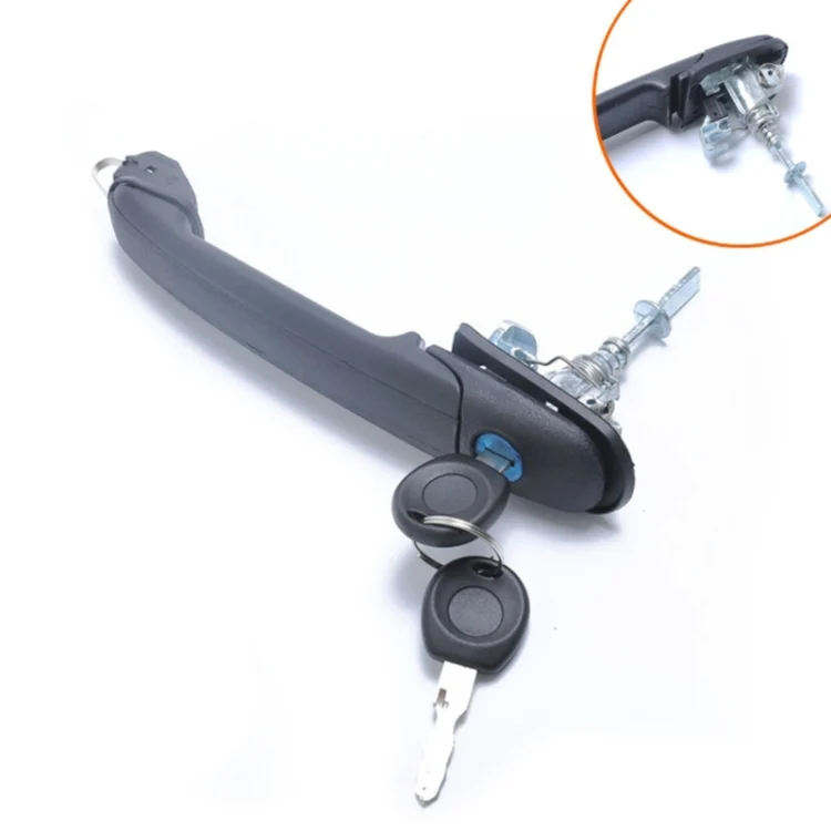 Car Front Door handle 6N0837207C, 66N0837207D + 2 Keys for Volkswagen Polo 1994-2001 / Sharan 1995-2010 / Ford Galaxy 1995-2015 / Seat Alhambra 1996-2010