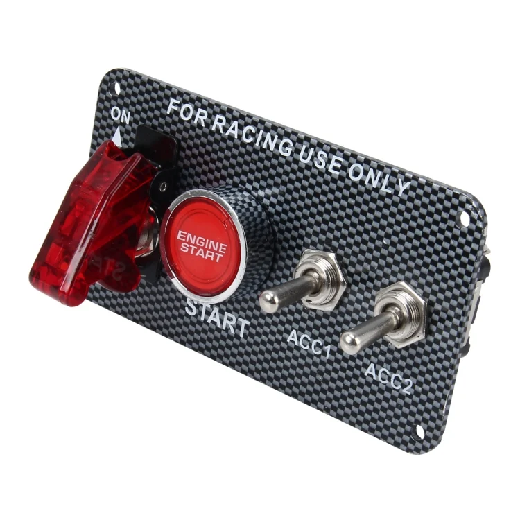 CMS6611_1.webp Racing Car Ignition Switch Panel Engine Start Start Push Button LED Racing Toggle Switch 12V Carbon Fiber Panel Multi-function Automatic Ignition Switch for Racing Cars - Image 2