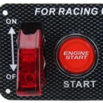 Racing Car Ignition Switch Panel Engine Start Start Push Button LED Racing Toggle Switch 12V Carbon Fiber Panel Multi-function Automatic Ignition Switch for Racing Cars - Image 4