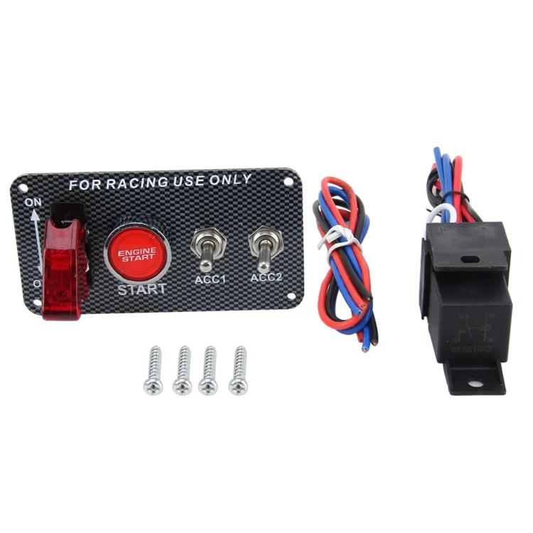 CMS6611_4.webp Racing Car Ignition Switch Panel Engine Start Start Push Button LED Racing Toggle Switch 12V Carbon Fiber Panel Multi-function Automatic Ignition Switch for Racing Cars - Image 5