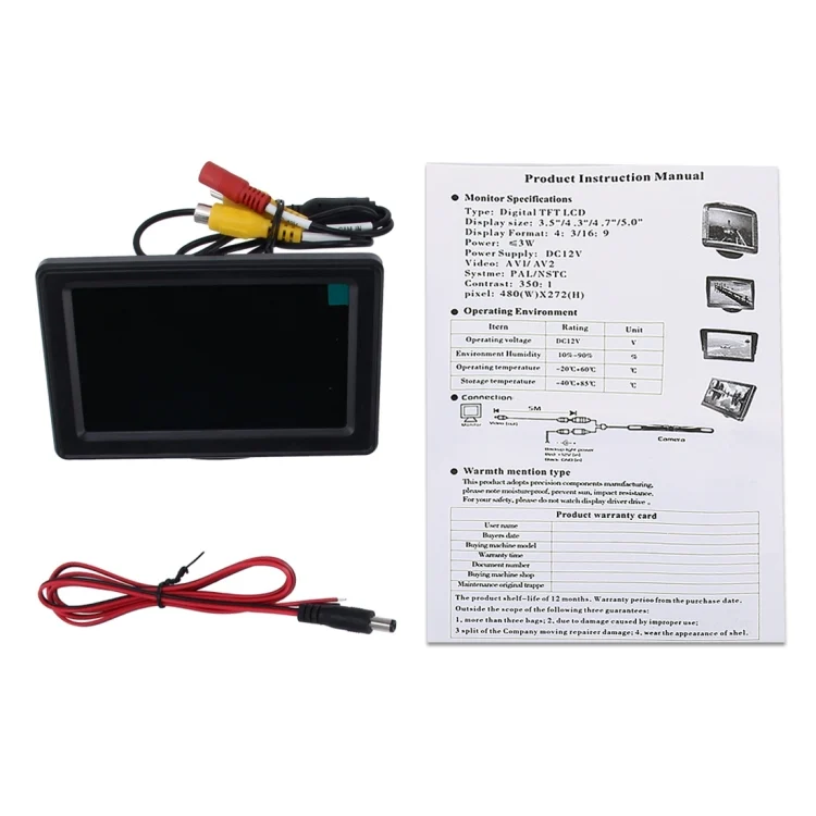 CMS6628_4.webp Universal 4.3 inch Car High Definition Monitor with Adjustable Angle Holder, Support Reverse Automatic Screen Function - Image 5