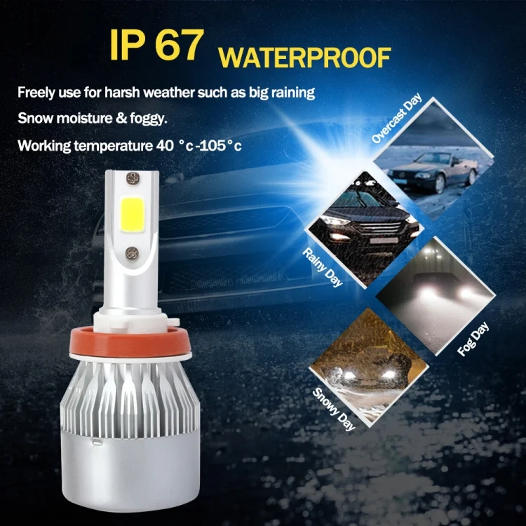 CMS7106BB_5.webp 2 PCS H7 18W 1800 LM 8000K IP68 Casnbus Constant Current Car LED Headlight with 2 COB Lamps, DC 9-36V - Image 6