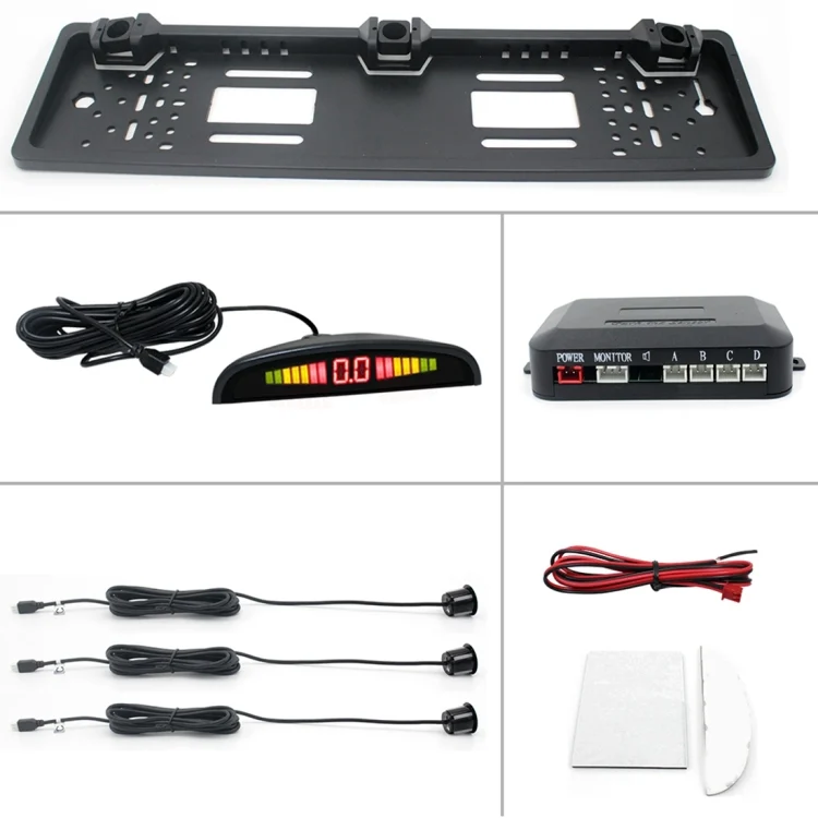 CMS7147_5.webp PZ300L Europe Car License Plate Frame Parking Sensors Reversing Radar with 3 Radar Detector - Image 6