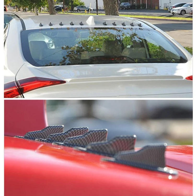 CMS7251_4.webp 10 PCS Universal Car Carbon Fiber Shark Fin Diffuser Vortex Generator Roof Spoiler - Image 5