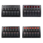 3Pin 6 Way Switches Combination Switch Panel with Light and Projector Lens for Car RV Marine Boat - Image 5