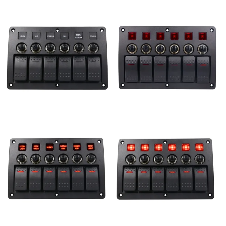 CMS7343_4.webp 3Pin 6 Way Switches Combination Switch Panel with Light and Projector Lens for Car RV Marine Boat - Image 5