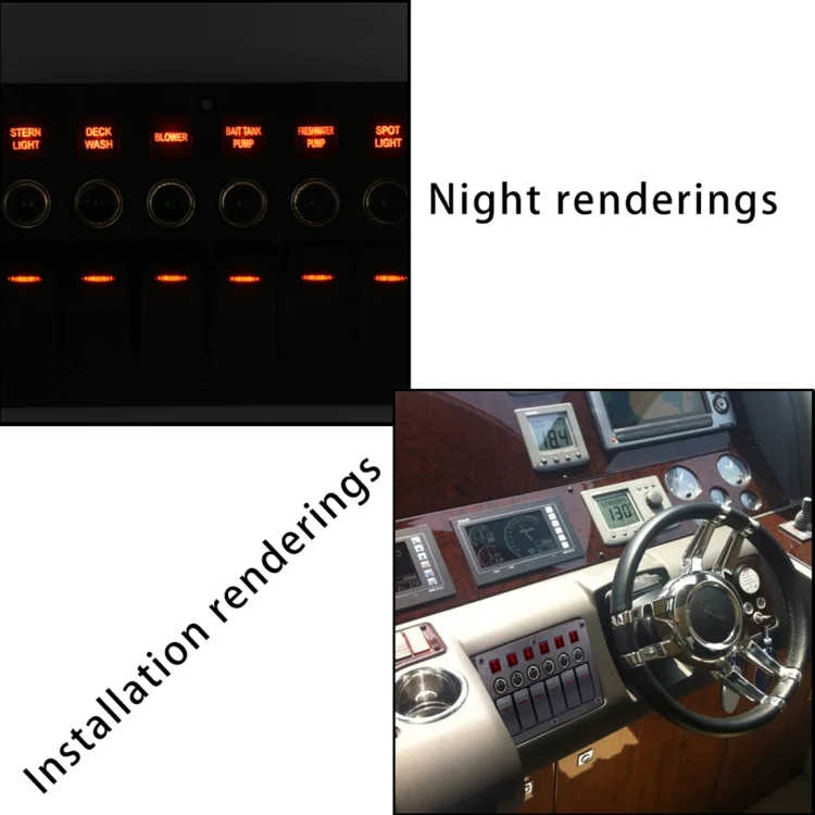 CMS7343_8.webp 3Pin 6 Way Switches Combination Switch Panel with Light and Projector Lens for Car RV Marine Boat - Image 9