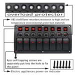3Pin 8 Way Switches Combination Switch Panel with Light and Projector Lens for Car RV Marine Boat - Image 5