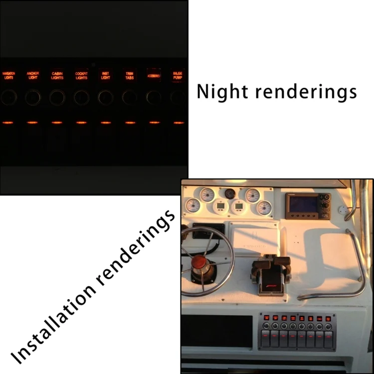 CMS7344_7.webp 3Pin 8 Way Switches Combination Switch Panel with Light and Projector Lens for Car RV Marine Boat - Image 8