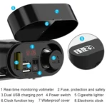 3A Motorcycle Multi-functional Cigarette Lighter Socket Voltmeter + Cigarette Lighter Socket + Dual USB - Image 6