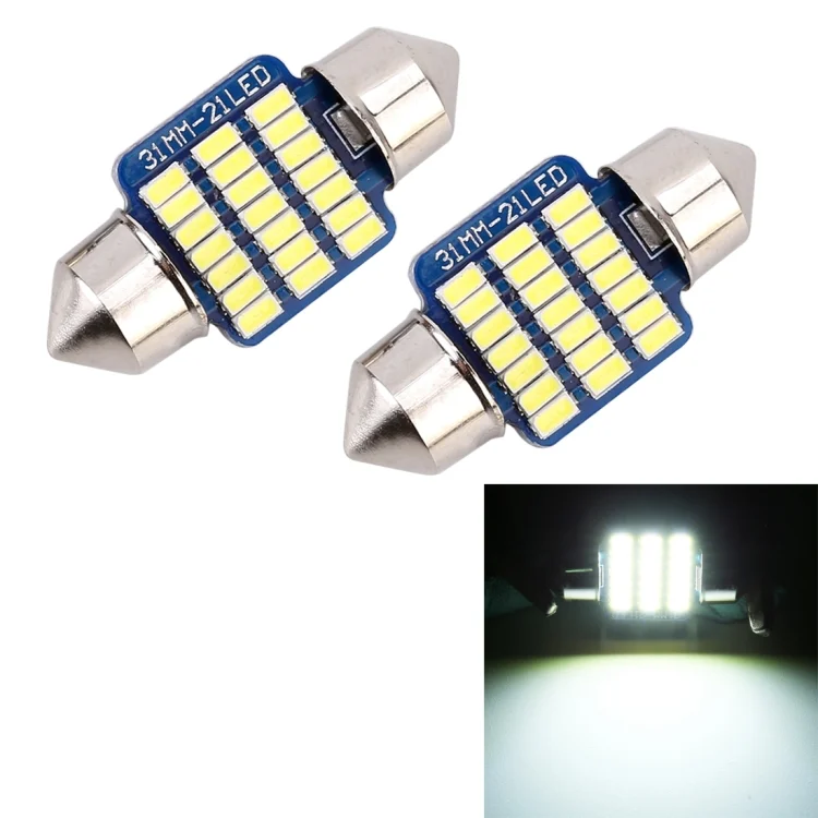 CMS7568.webp 2 PCS 31mm DC12V / 1W / 6000K / 65LM 21LEDs SMD-3014 Car License Plate Light / Dome Light, with Decoder - Image 1