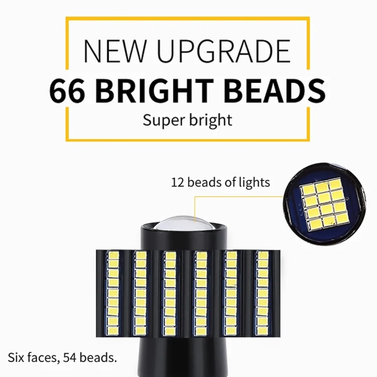 CMS7575_4.webp 2 PCS T20 / 7440 DC9-16V / 8.2W / 6000K / 655LM Car Auto Reversing Lights / Turn Light 66LEDs SMD-2016 Lamps - Image 5