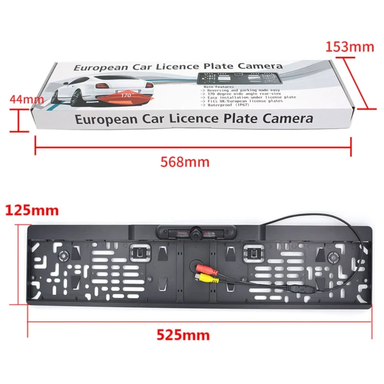 CMS7587_2.webp PZ-424 Europe Car License Plate Frame 170 Degree Rear View Camera - Image 3