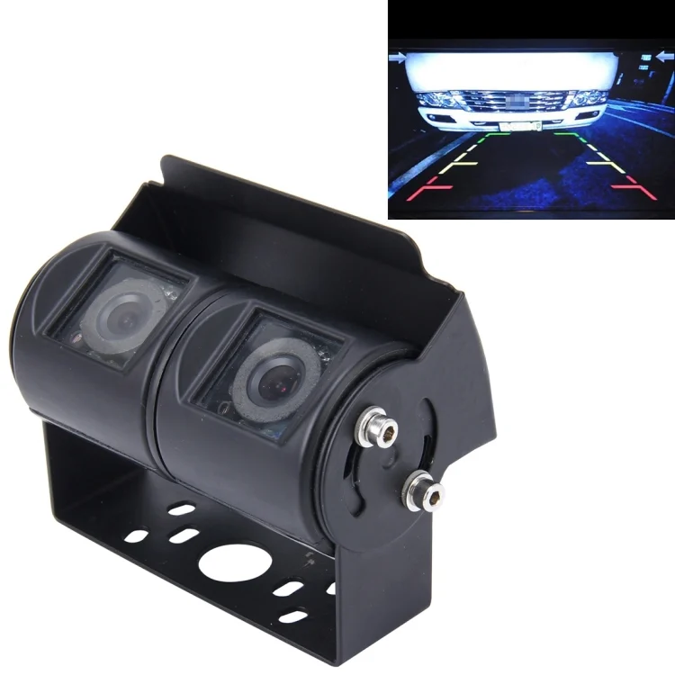 Dual Head Universal 720×540 Effective Pixel  50HZ / NTSC 60HZ CCD Waterproof Car Rear View Backup Camera With 24 LED Lamps