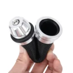 2 PCS Motorcycle Net Texture Metal Left Handle Bar Grips with Rubber Cover for Yamaha - Image 4