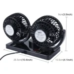 HUXIN HX-T304 10W 360 Degree Adjustable Rotation Two Head Low Noise Mini Electric Car Fan, DC 24V - Image 3