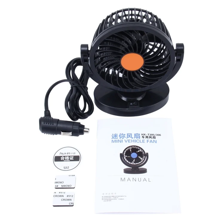 CMS8709_4.webp HUXIN HX-T306 6W 360 Degree Adjustable Rotation Low Noise Mini Electric Car Fan, DC 24V - Image 5