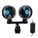 HUXIN HX-T605 7W 360 Degree Adjustable Rotation Clip Two Head Low Noise Mini Electric Car Fan with Gear Switch, DC12V - Image 3